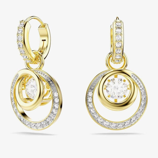 Hyperbola Drop White Gold Tone Crystal Earrings