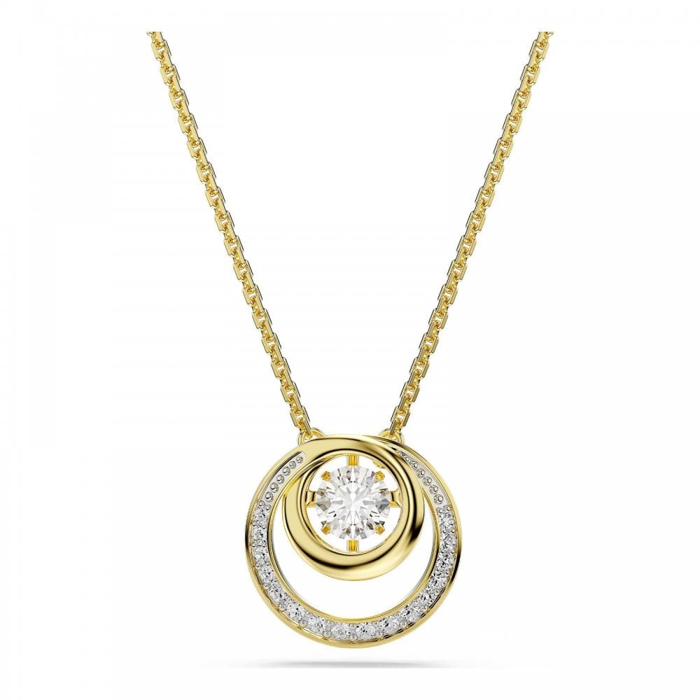 Hyperbola pendant, Round cut, White, Gold-tone plated