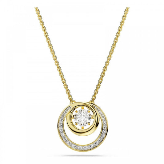 Hyperbola pendant, Round cut, White, Gold-tone plated