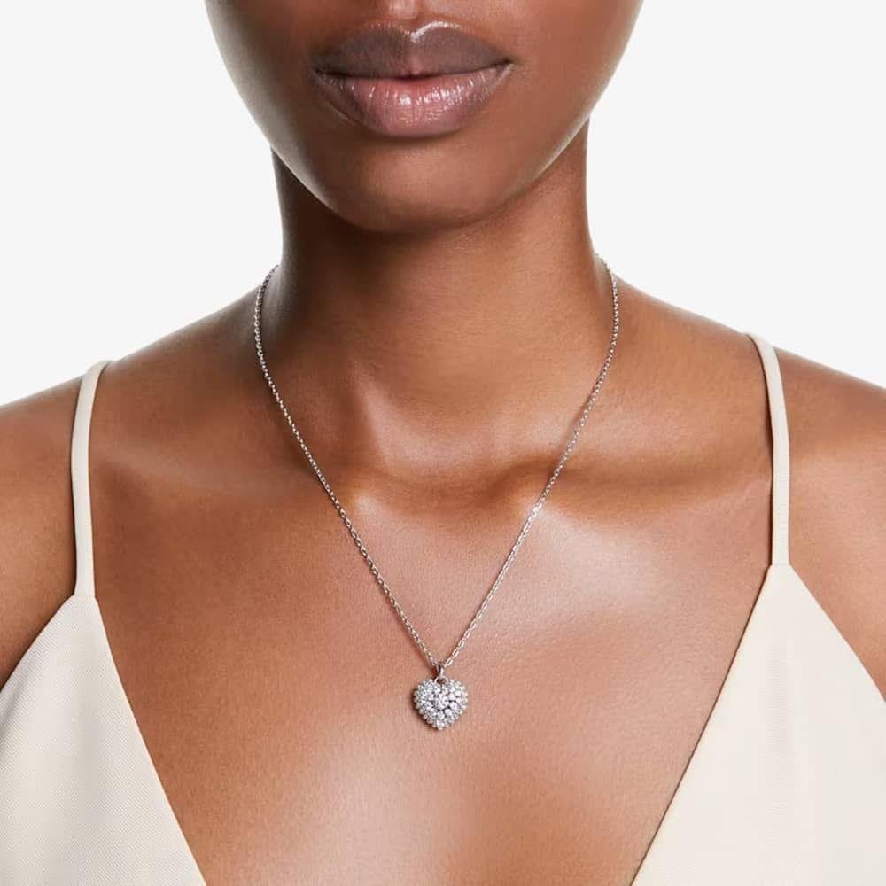 Hyperbola Rhodium Plated White Heart Necklace