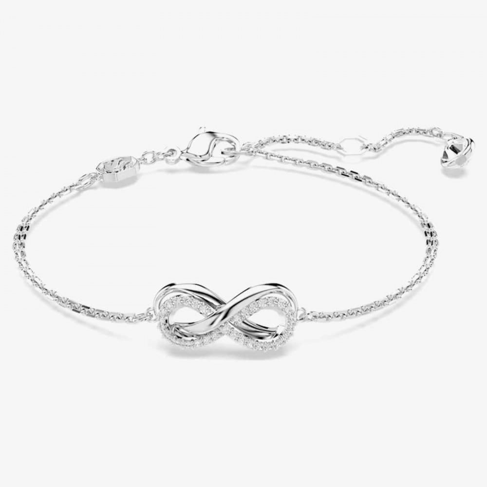 Hyperbola Rhodium Plated White Infinity Bracelet