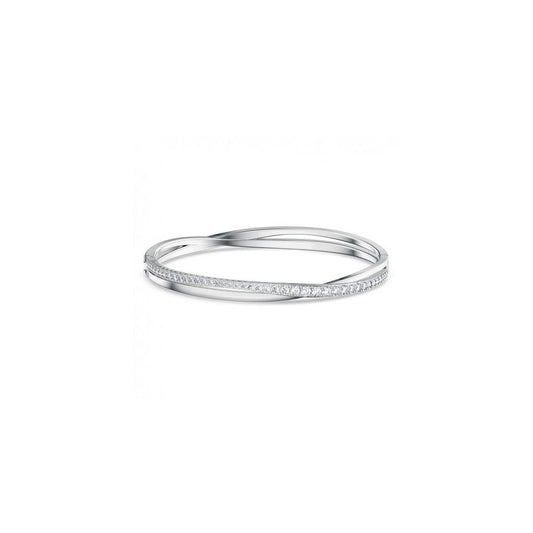 Hyperbola Twist Cross Over White Crystal Bangle