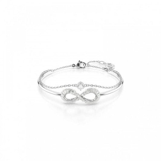 Hyperbola White Rhodium Plated Infinity Bangle