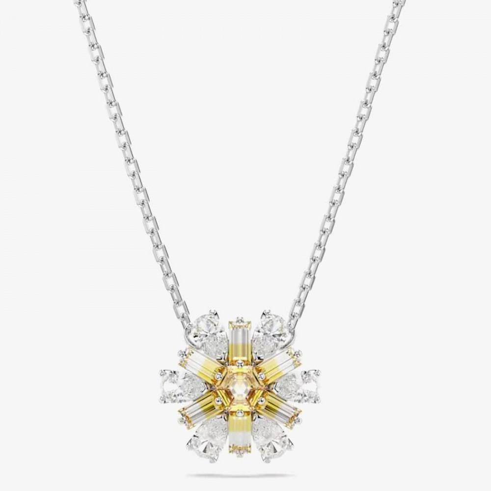 Idyllia Rhodium Plated Yellow Flower Necklace