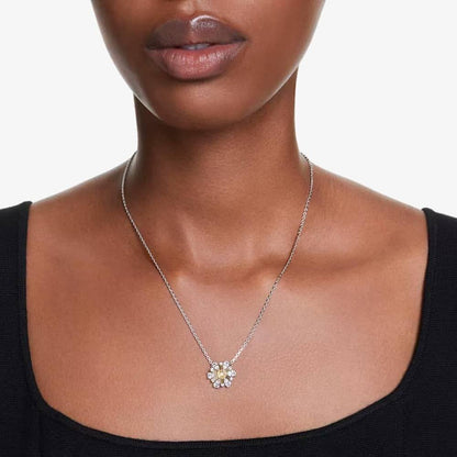 Idyllia Rhodium Plated Yellow Flower Necklace