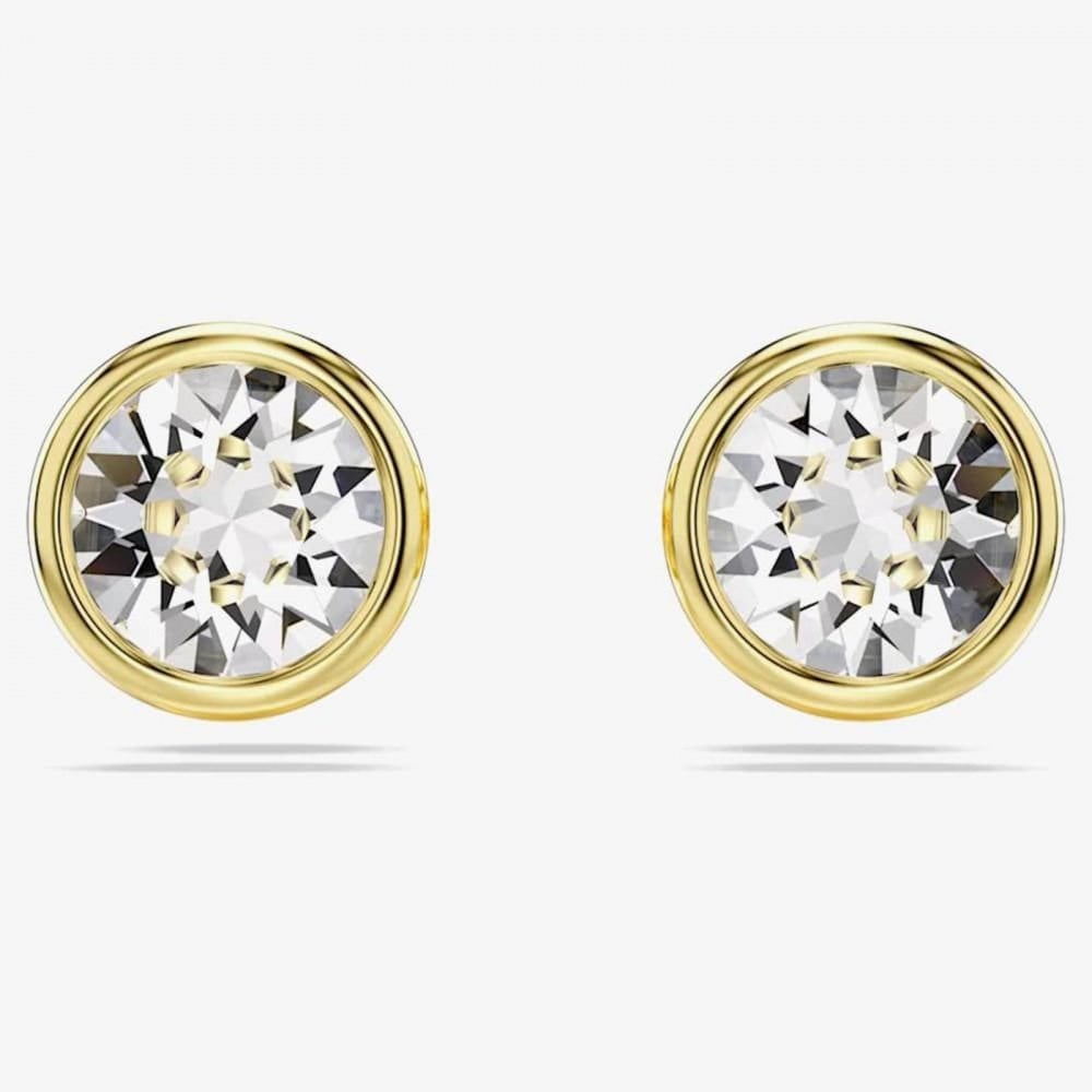 Imber Gold Plated White Crystal Stud Earrings