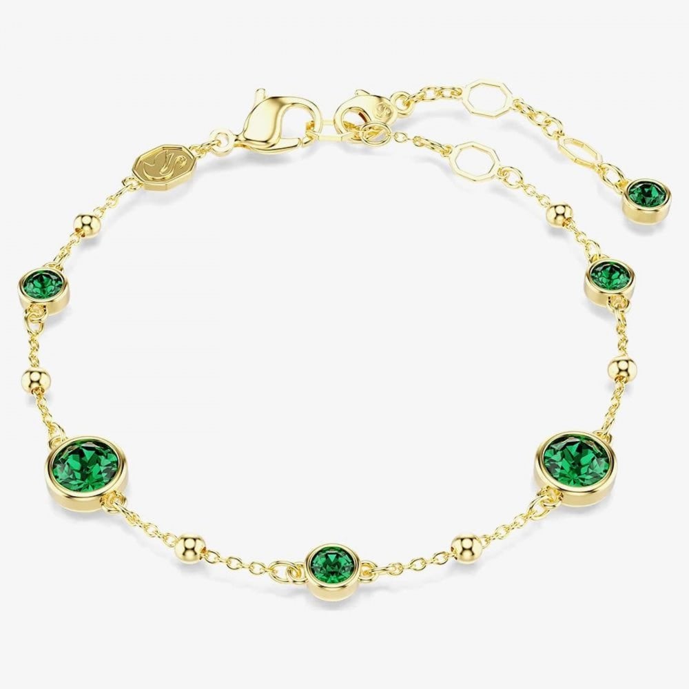 Imber Gold Tone Plated Green Crystal Bracelet