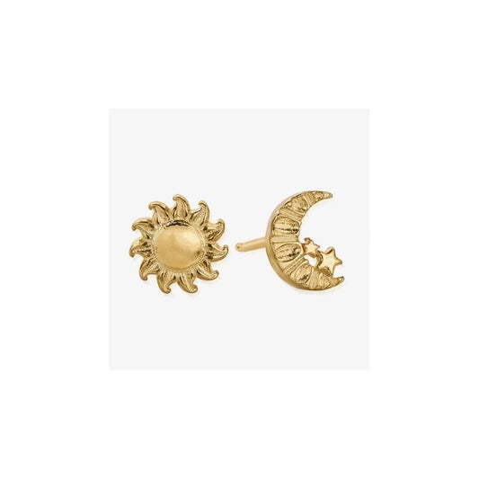 Island Energy Moon and Sun Gold-Tone Stud Earrings