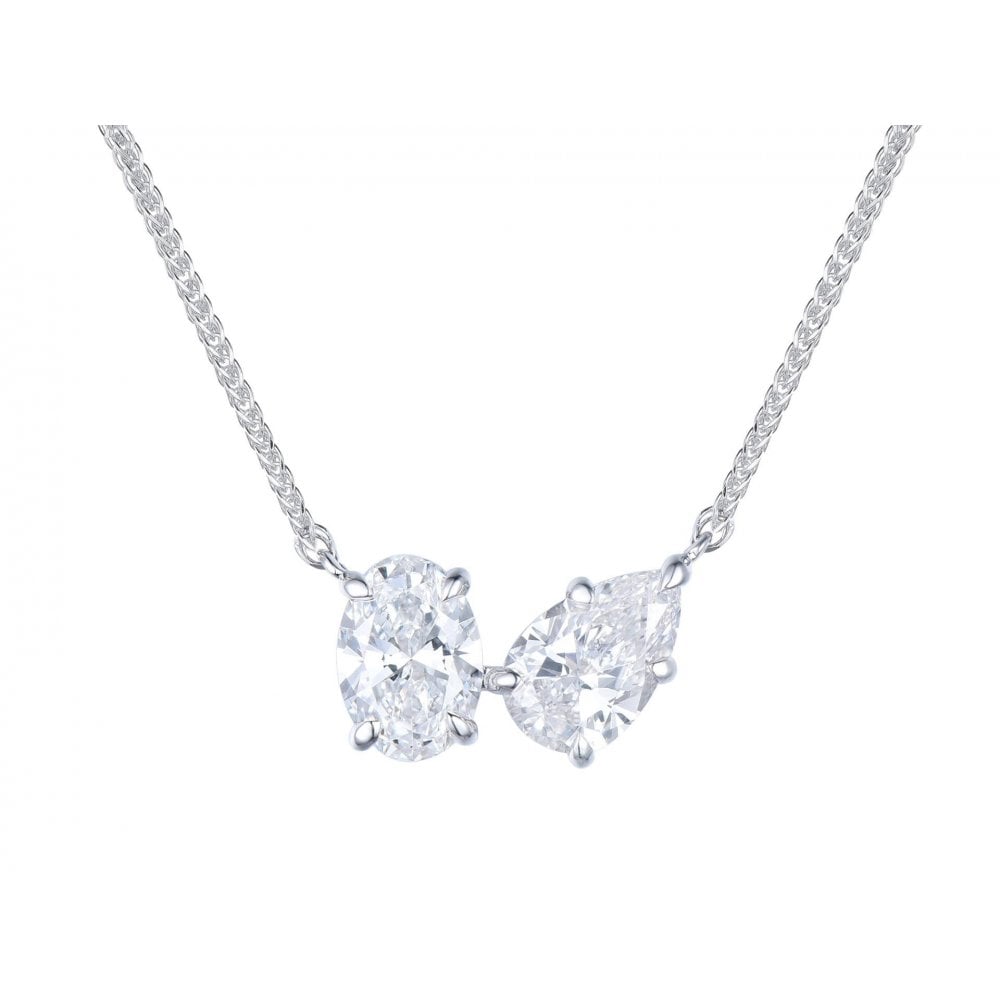 Lab Grown Diamond Oval & Pear 18ct WG Necklace