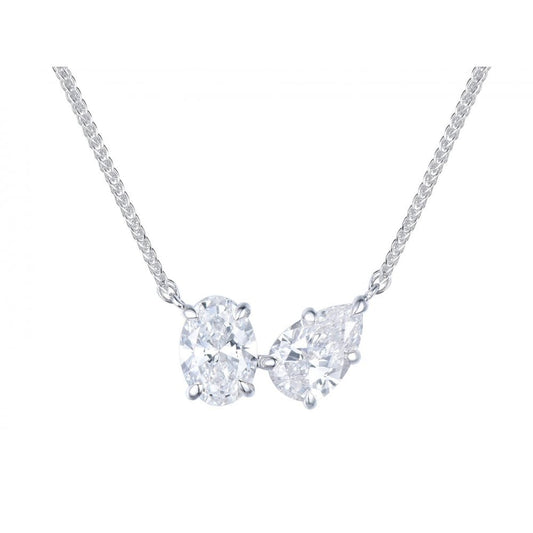 Lab Grown Diamond Oval & Pear 18ct WG Necklace
