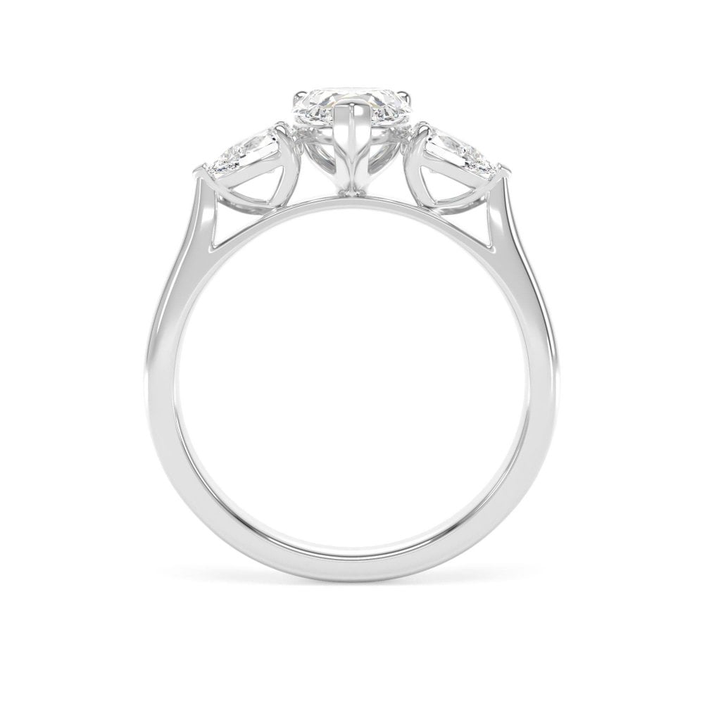 Lab Grown Plat Pear Shaped 3 Stone Diamond Ring
