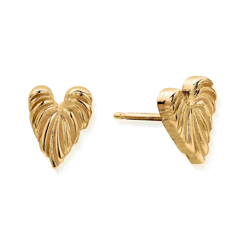 Leaf Heart Stud Earrings Growth, Love & Grounding