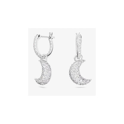 Luna White Rhodium Plated Dropper Earrings