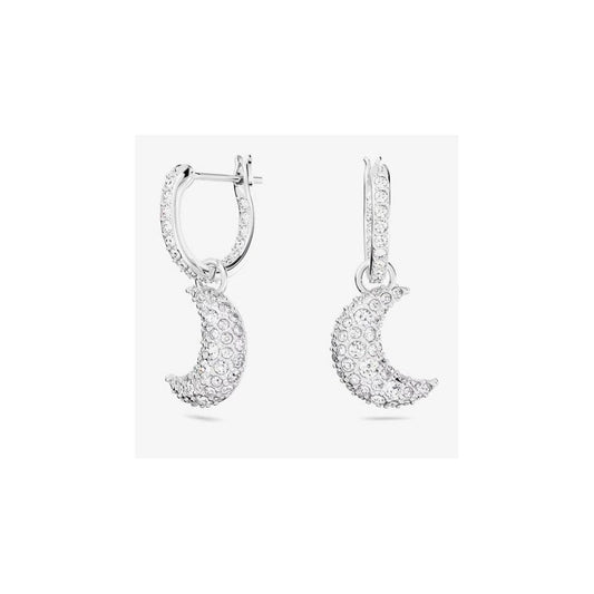 Luna White Rhodium Plated Dropper Earrings