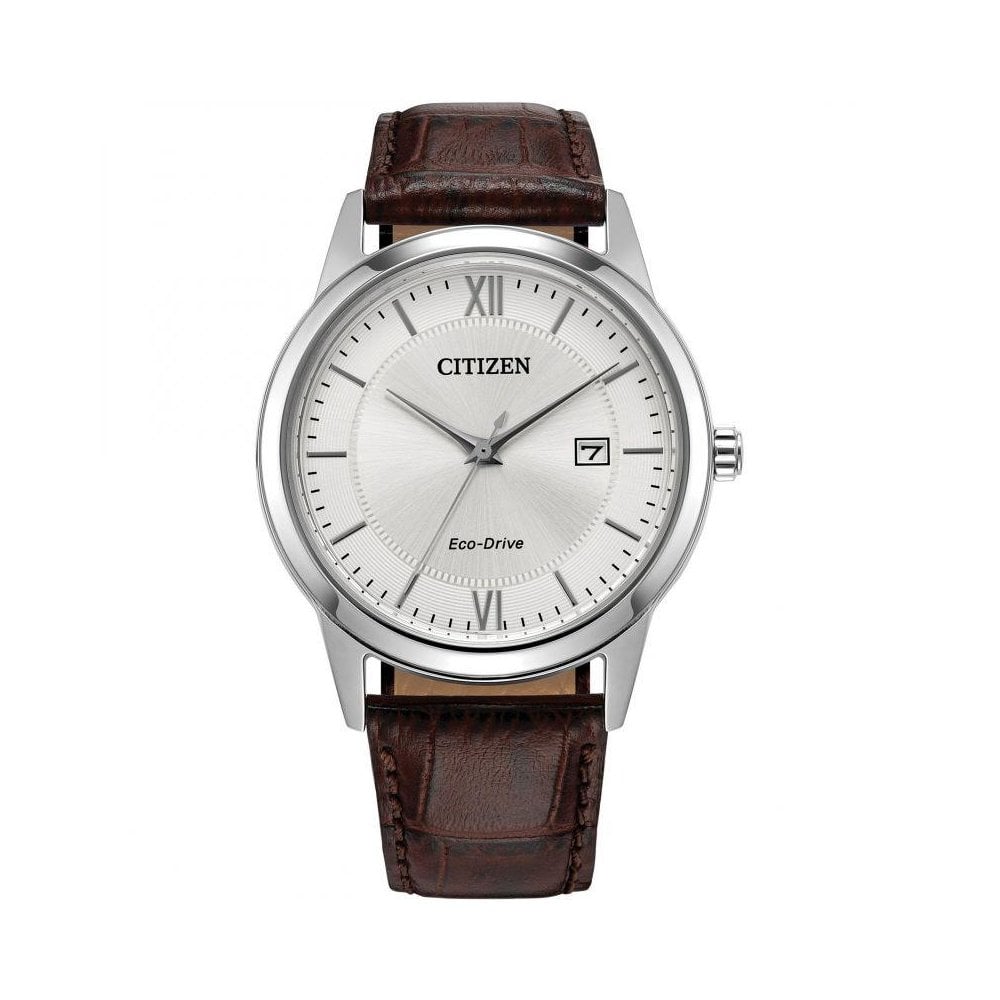 Mens Citizen Eco-Drive Strap with White Dial Watch