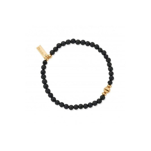 Men's Gold Black Lava Bracelet