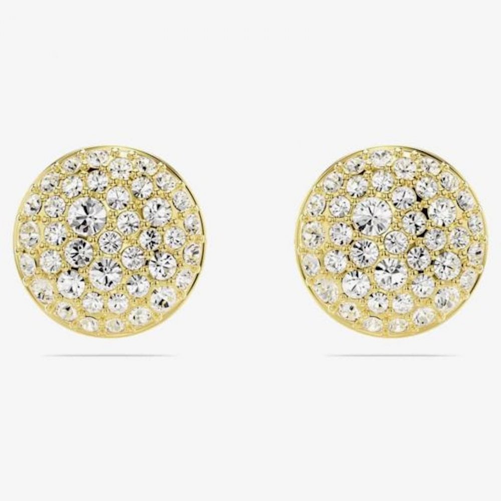 Meteora Gold Plated White Crystal Stud Earrings