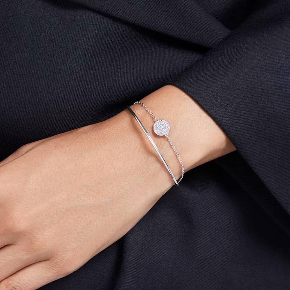 Meteora Rhodium Plated Bangle
