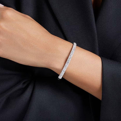 Meteora Rhodium Plated Snow Pave Bangle
