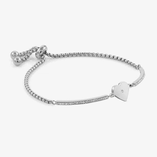 Milleluci Stainless Steel Heart Toggle Pavé Half Bangle