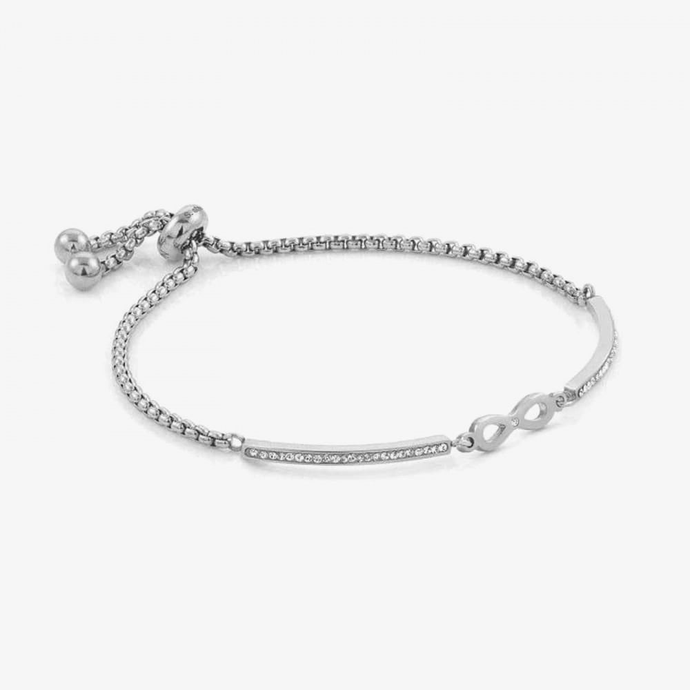 Milleluci Stainless Steel Pave Infinity Toggle Pavé Half Bangle