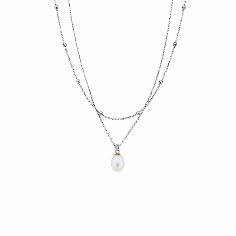 Nature's Wonder Sterling Silver Beachcomber Layered Necklace with Pearl