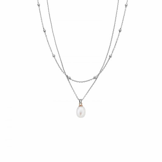 Nature's Wonder Sterling Silver Beachcomber Layered Necklace with Pearl