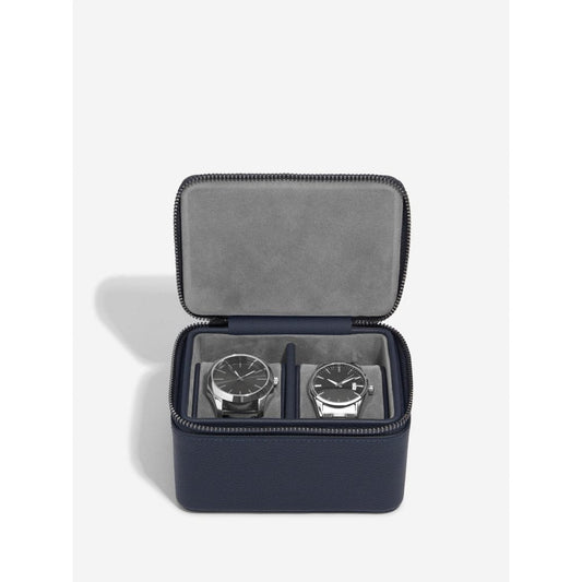 Navy Blue Double Zipped Watch Box