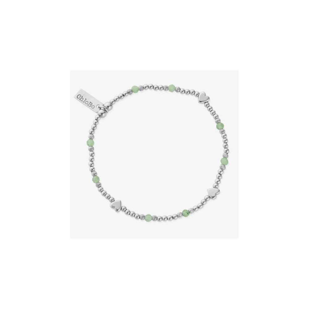 New Love Silver Aventurine Heart Small Bead Bracelet