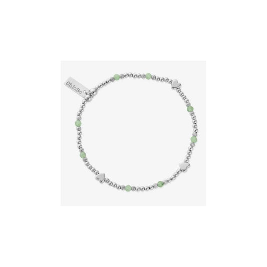 New Love Silver Aventurine Heart Small Bead Bracelet