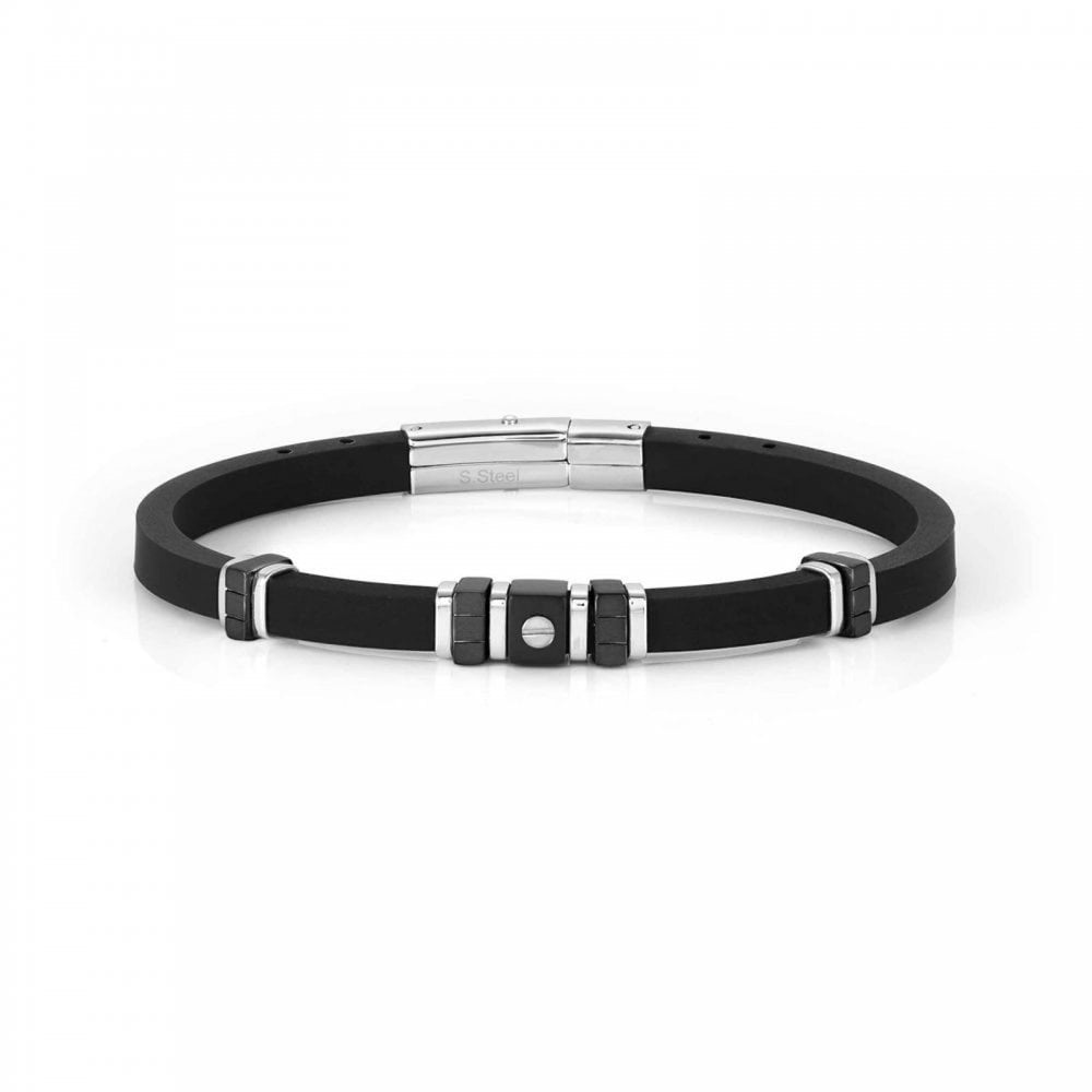 Nomination City Ricco Black Stone Steel & Silicone Bracelet
