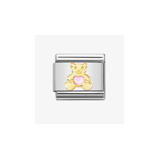 Nomination Classic Enamel and 18k Gold Pink Bear