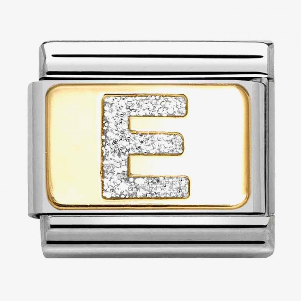Nomination Composable Classic Silver Glitter Letter E Charm
