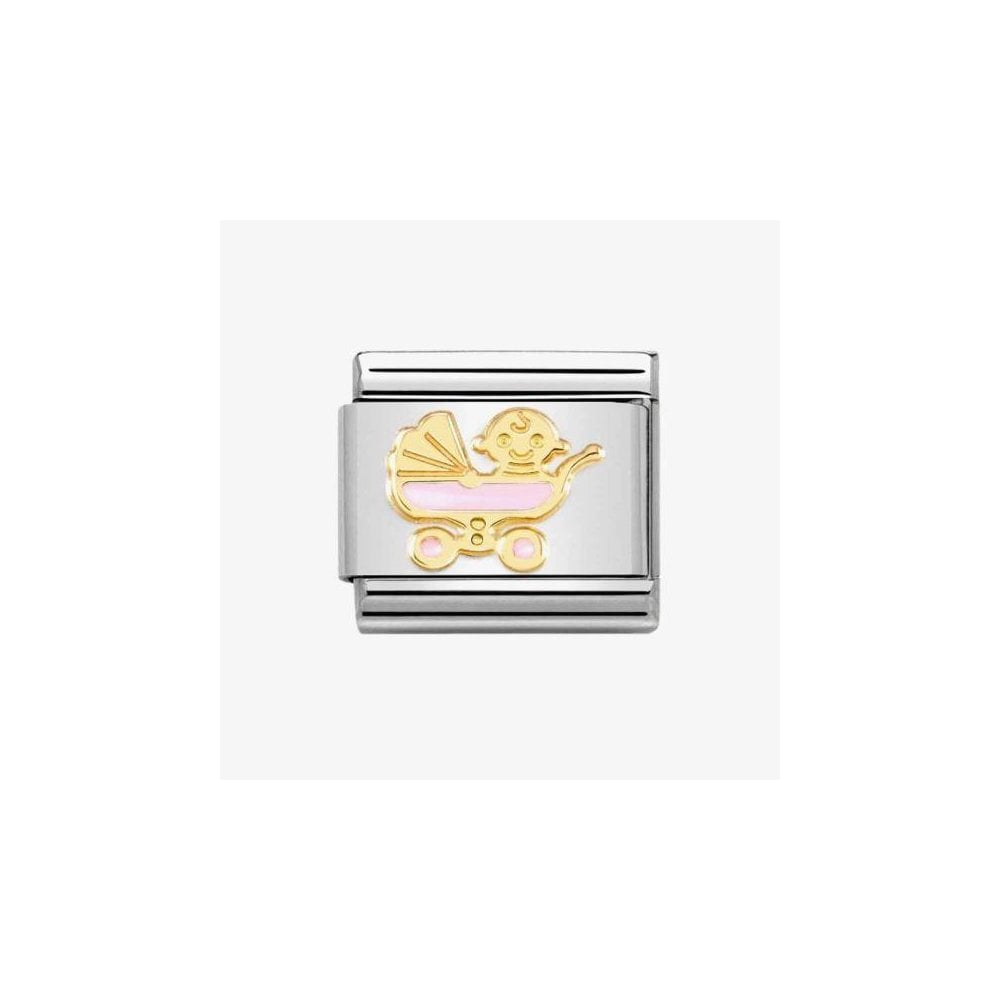 Nomination Enamel and 18k Gold New Pink Baby Pram