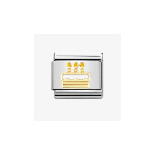 Nomination Enamel and 18k Gold New White Birthday Cake