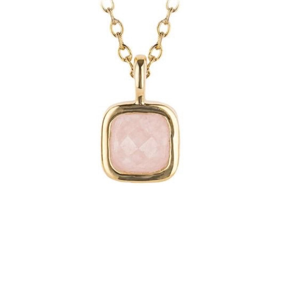 October Semi-Precious Birthstone Necklace With Diamond Tag In Yellow Gold Plated Recycled Silver