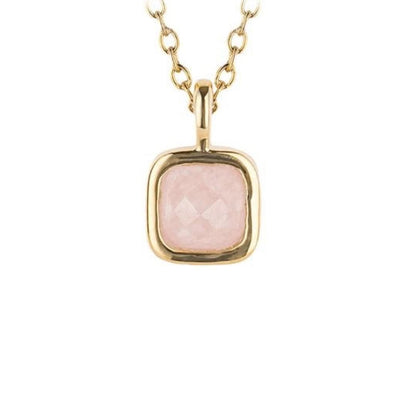 October Semi-Precious Birthstone Necklace With Diamond Tag In Yellow Gold Plated Recycled Silver