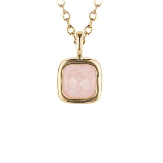 October Semi-Precious Birthstone Necklace With Diamond Tag In Yellow Gold Plated Recycled Silver