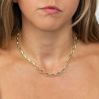Open Eye Link Necklace In 9ct Yellow Gold