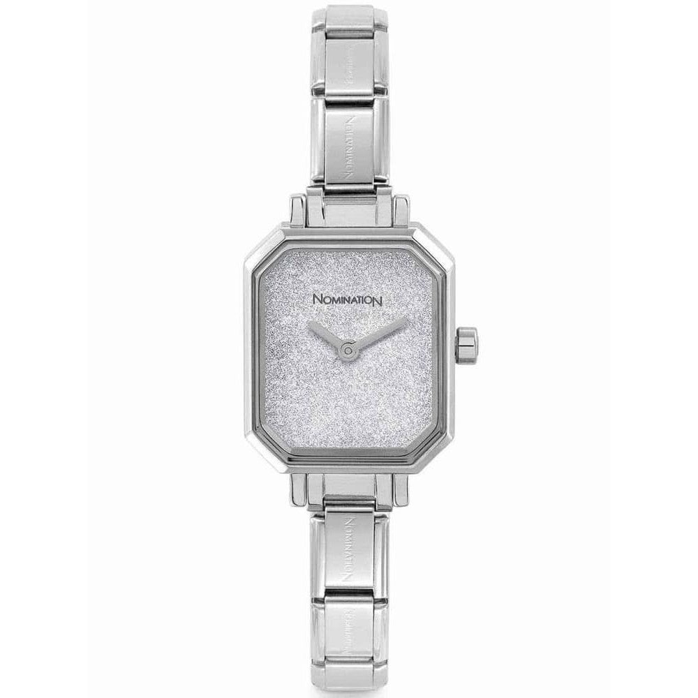 Paris Glitter Silver Rectangular Watch