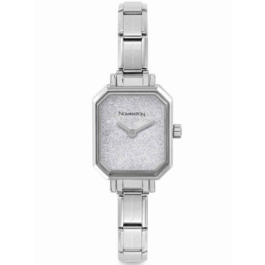 Paris Glitter Silver Rectangular Watch