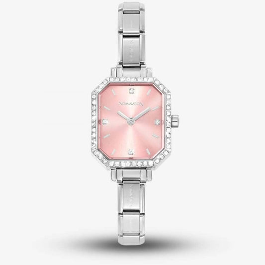 Paris Rectangular Pink Dial Watch
