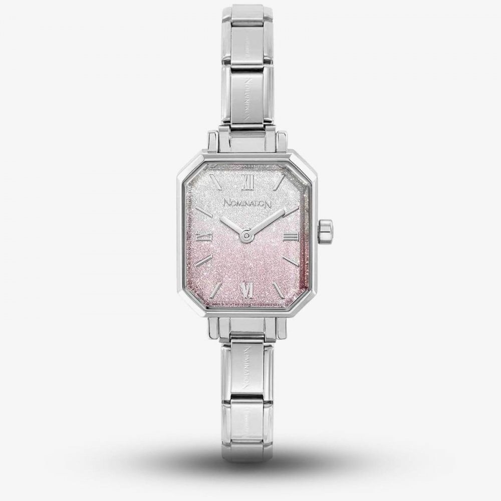 Paris Rectangular Pink Ombre Glitter Watch