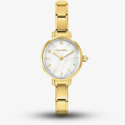 Paris Round Gold Mother of Pearl Dial Watch