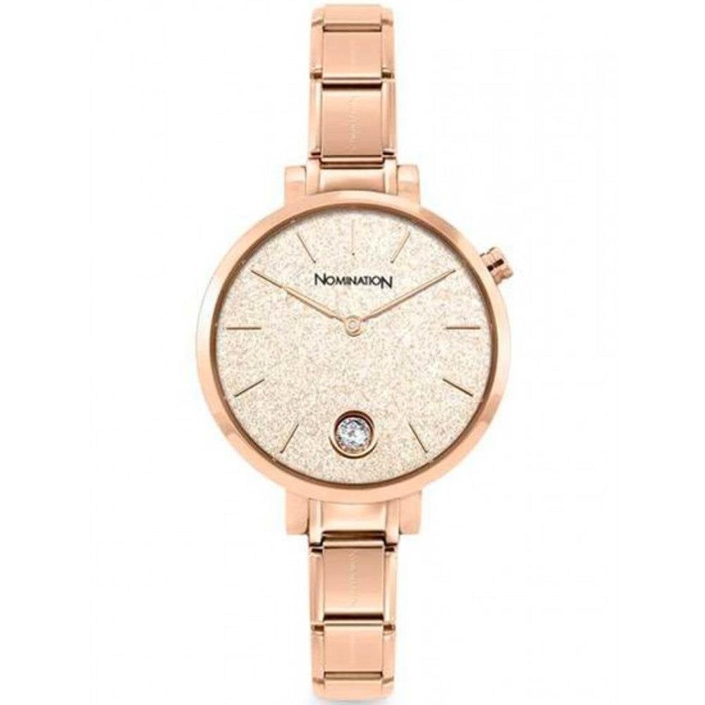 Paris Round Rose Gold Glitter Watch