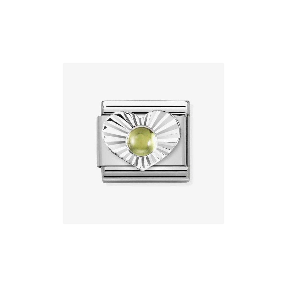 Peridot Heart Fluted Bezel Charm