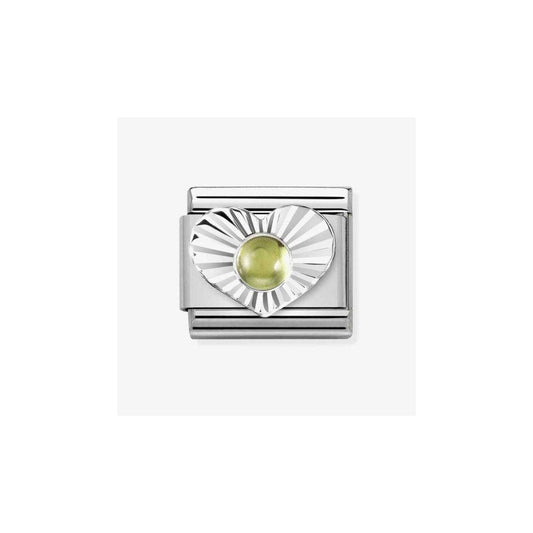 Peridot Heart Fluted Bezel Charm