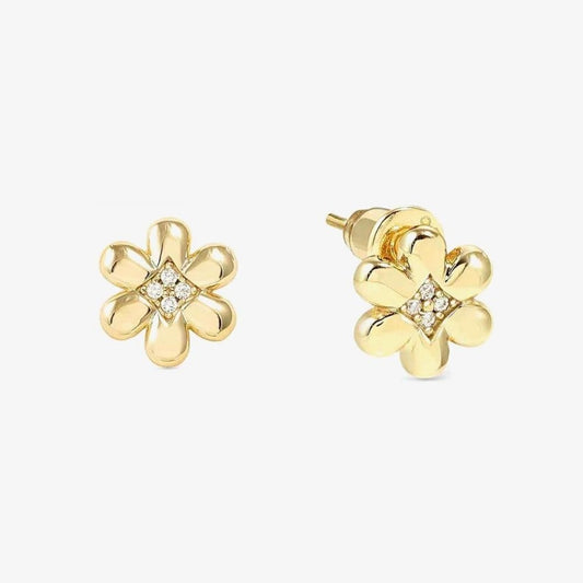 Petit Sparkle Gold Flower Stud Earrings