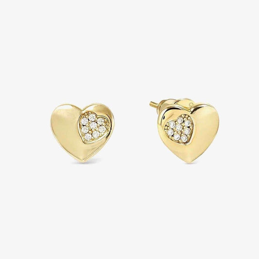 Petit Sparkle Gold Heart Stud Earrings
