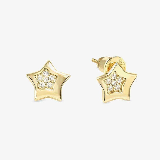 Petit Sparkle Gold Star Stud Earrings